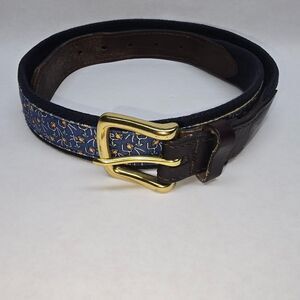 Vineyard Vines Belt Men's Football Goal Post Canvas Leather Brass Classic 32